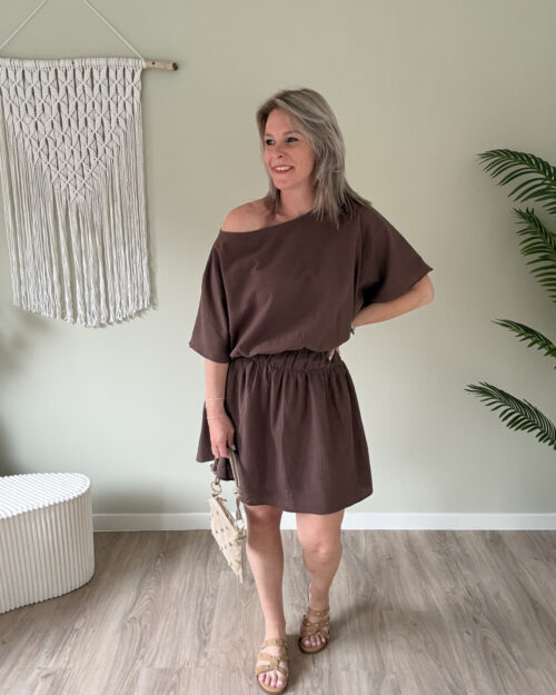 Off-shoulder dress choco