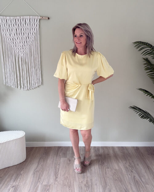 Satin dress butter yellow