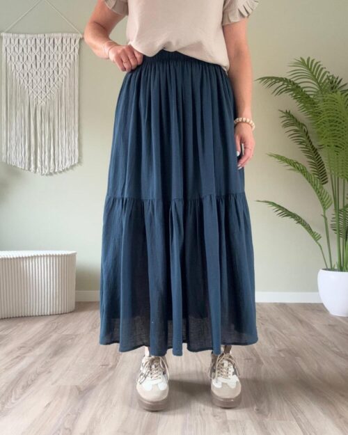 Mousseline rok navy