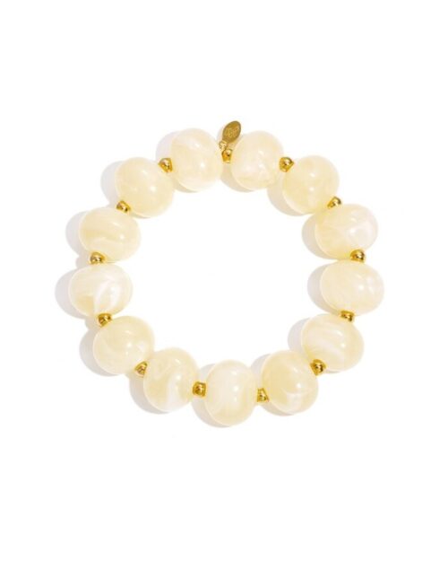 Elastische kralen armband beige