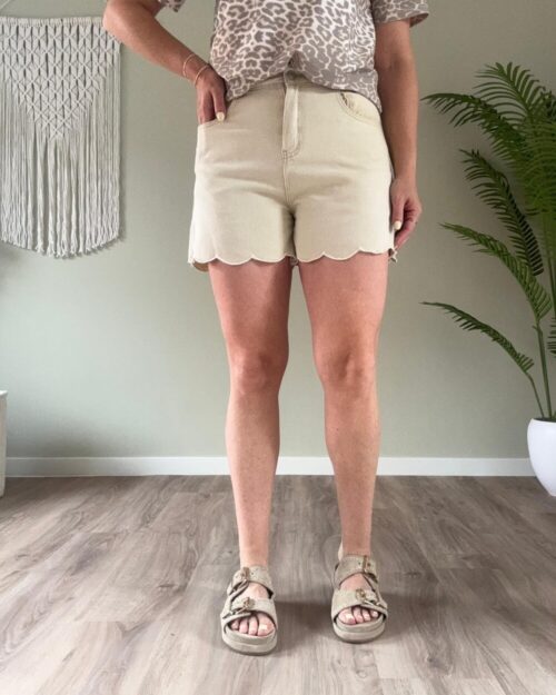 Detail jeans short beige