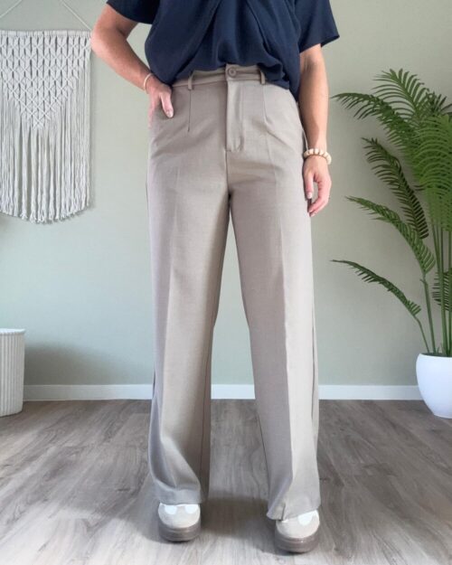 Pantalon wide leg taupe