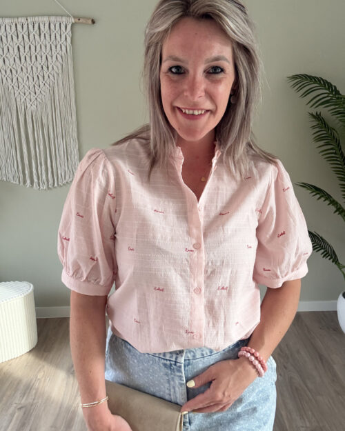 Blouse met pofmouw roze