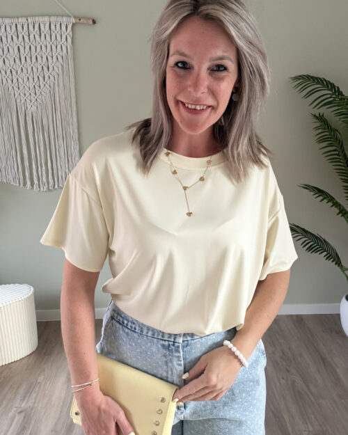 Oversized basic-tee geel