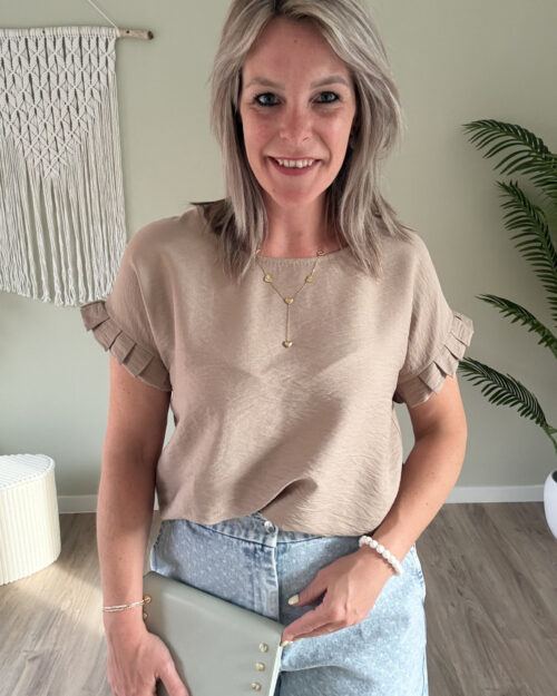 Ruffle top taupe