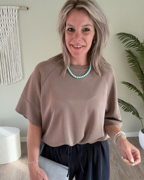 Oversized basic-tee taupe