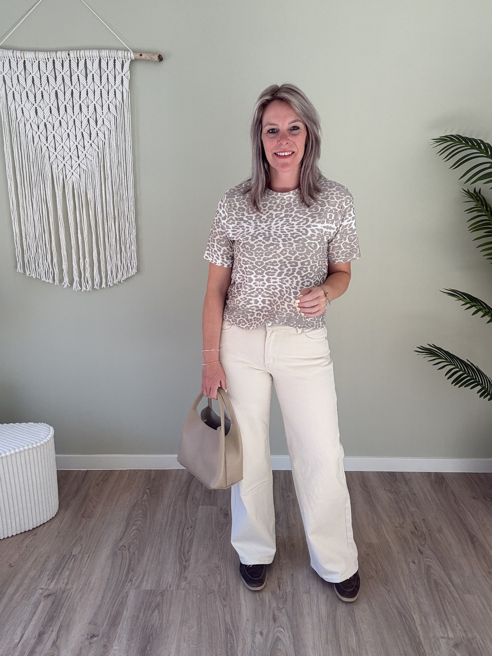Wide leg jeans ecru - Afbeelding 2