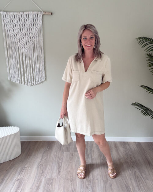 Jeans dress beige