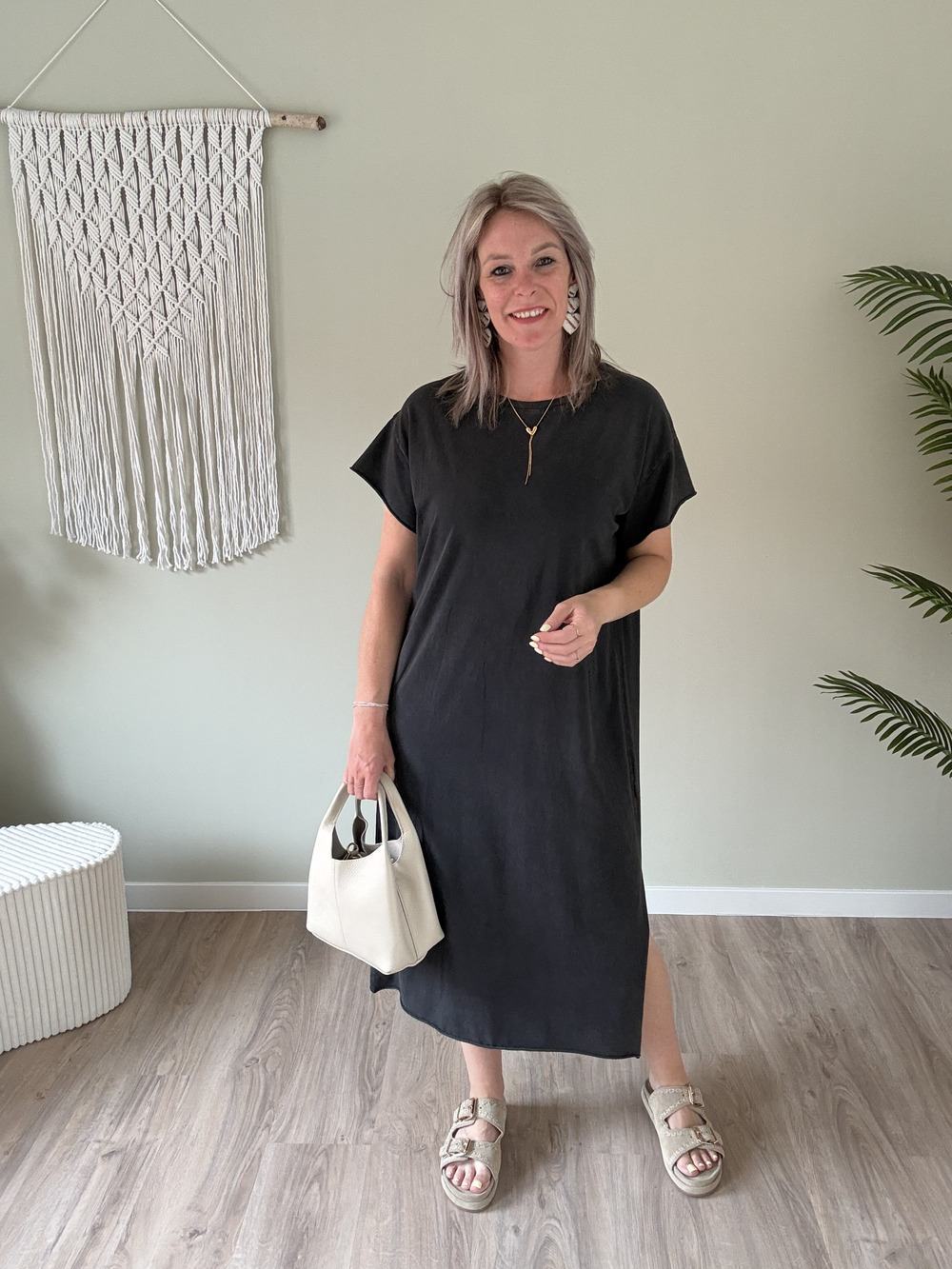 Maxi t-shirt dress grijs