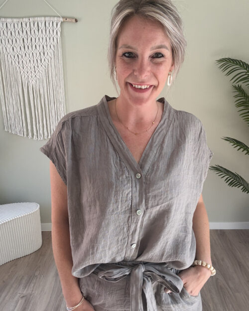 Linnenlook blouse taupe