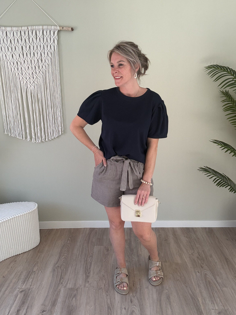 Top met pofmouw navy - Afbeelding 2