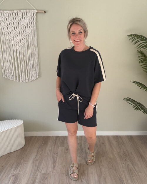Short twinset stripes navy