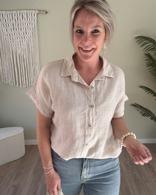 Linnenlook blouse beige