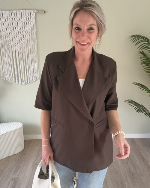 Blazer met korte mouwen choco
