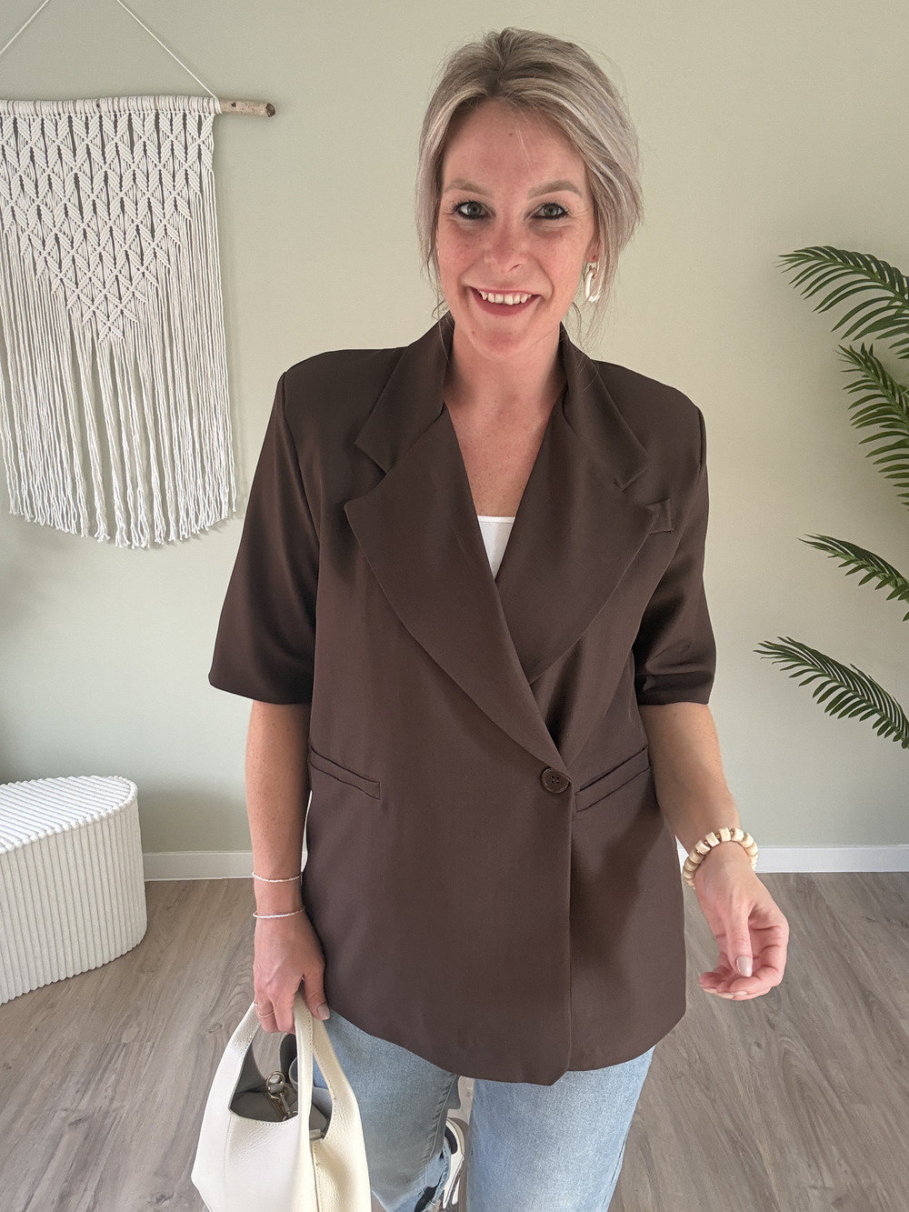 Blazer met korte mouwen choco