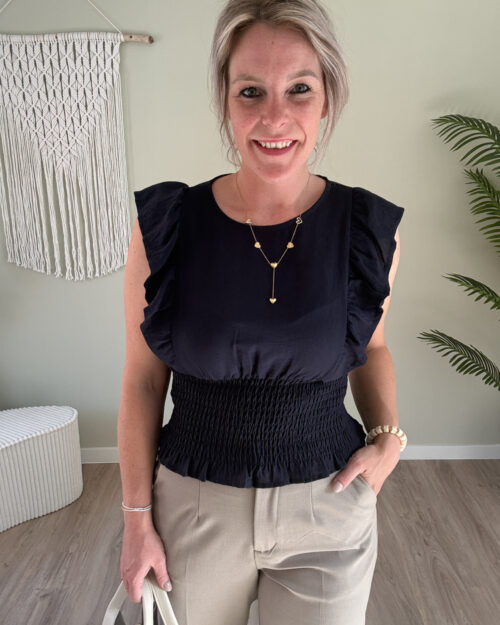 Gesmokte top navy