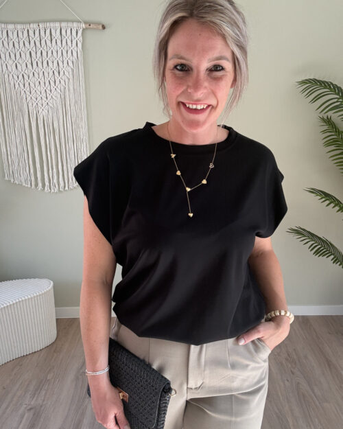 Basic shirt met elastiek zwart