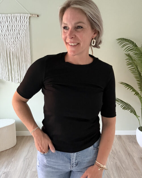 Ribbed tee zwart