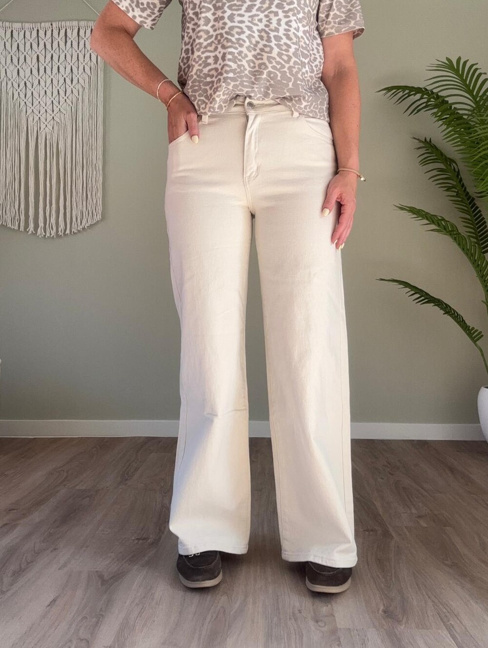 Wide leg jeans ecru