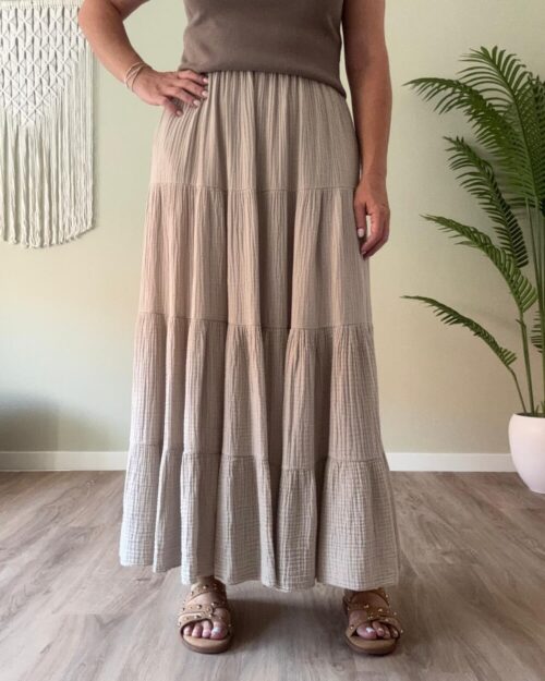 Mousseline rok beige