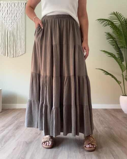 Mousseline rok taupe