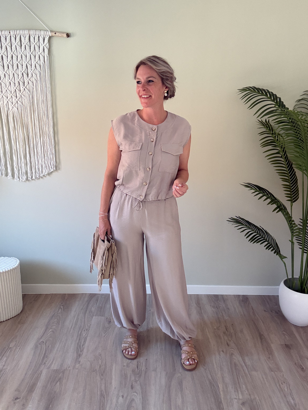 Twinset linnenlook beige