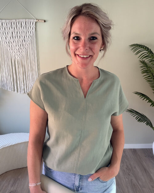 Effen v-blouse groen