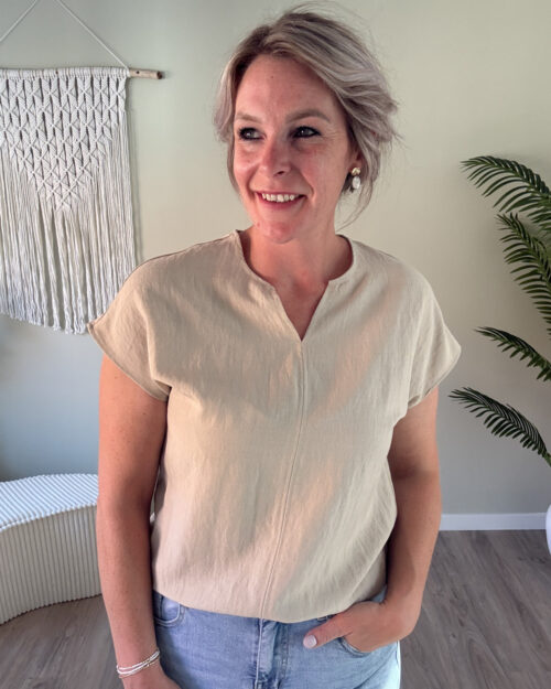 Effen v-blouse beige