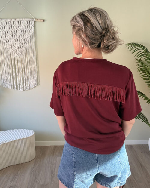Shirt met franjes bordeaux