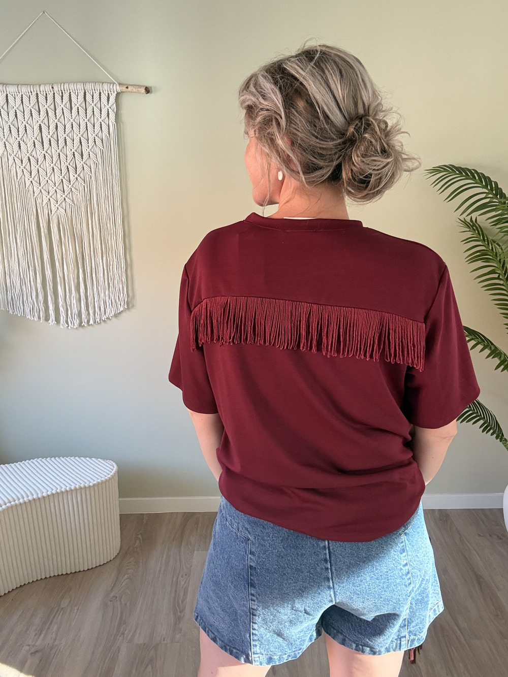 Shirt met franjes bordeaux