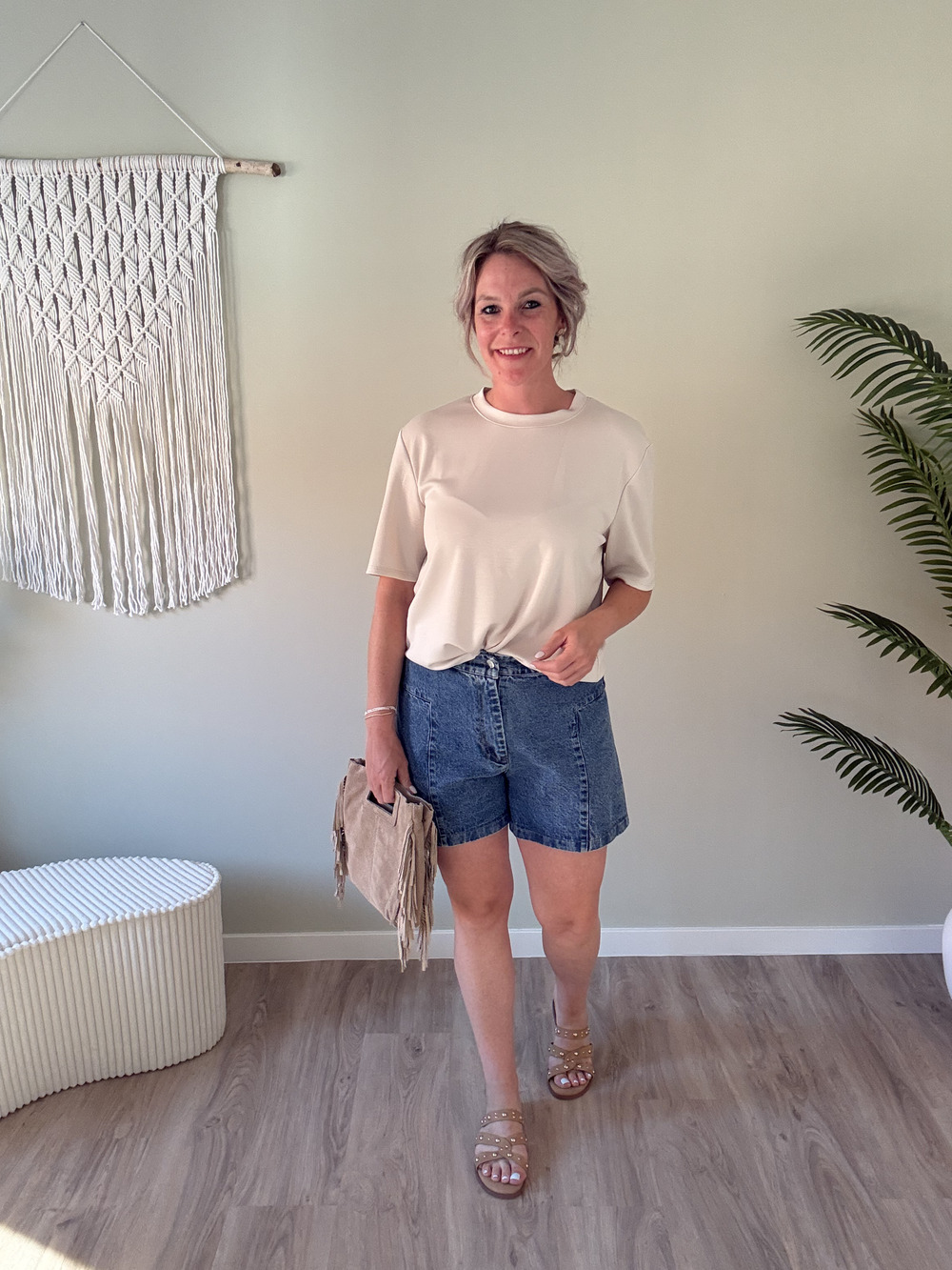 Shirt met franjes beige - Afbeelding 2