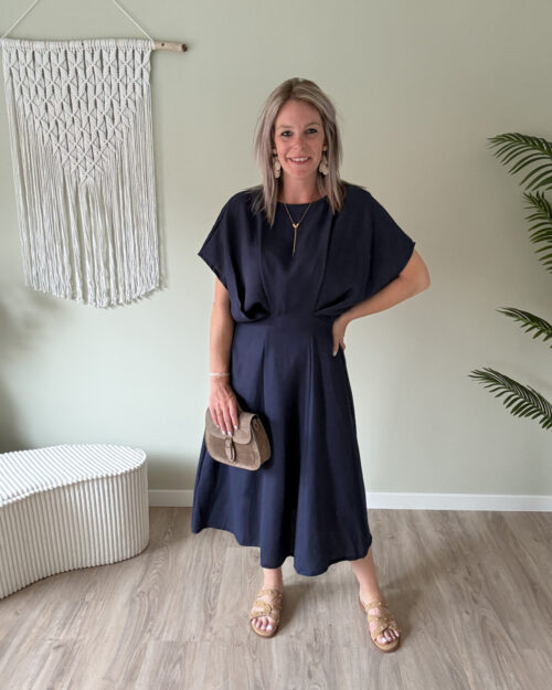 Linnenlook dress marine
