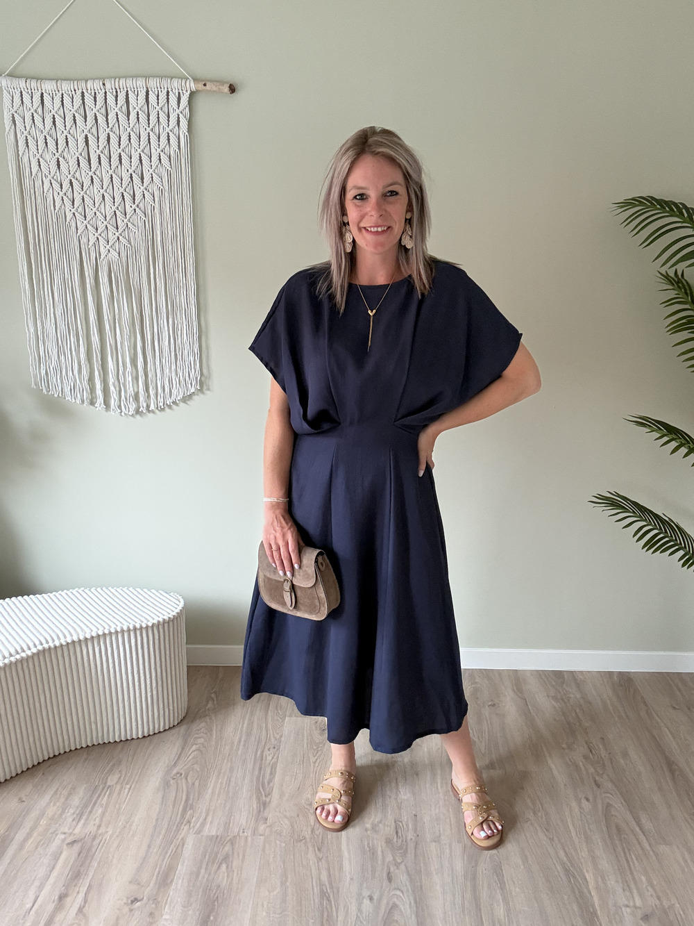 Linnenlook dress marine