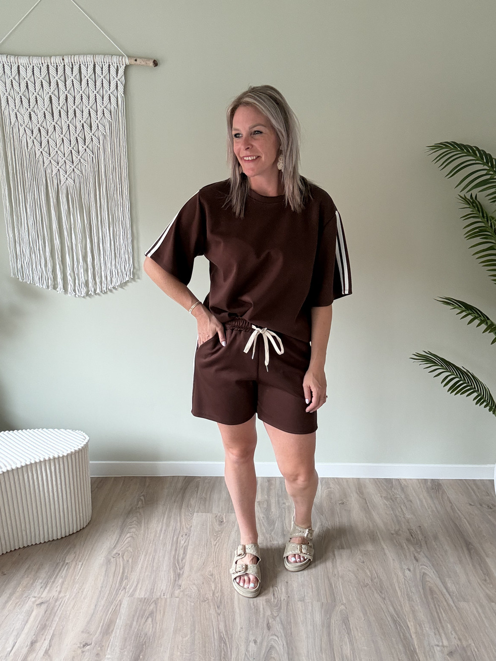 Short twinset stripes choco - Afbeelding 2