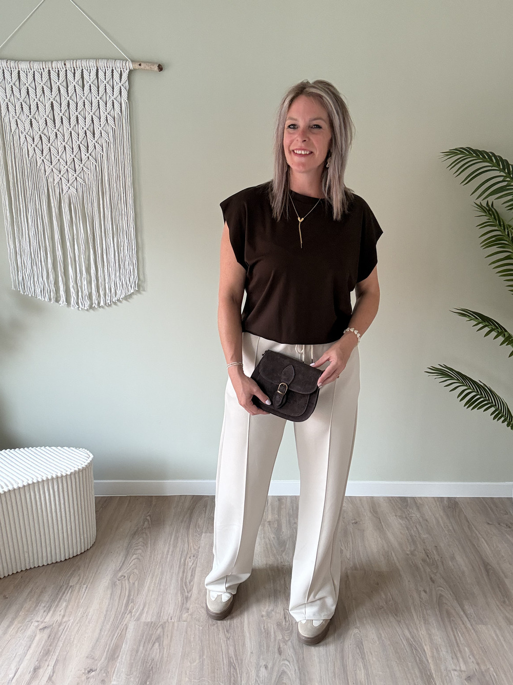 Basic shirt met elastiek choco - Afbeelding 2