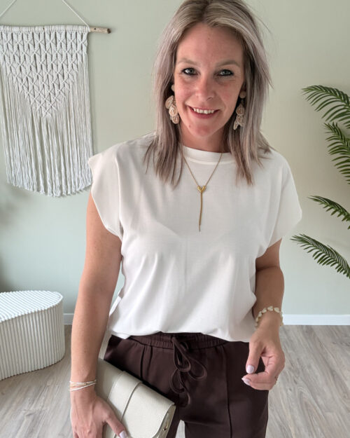 Basic shirt met elastiek wit