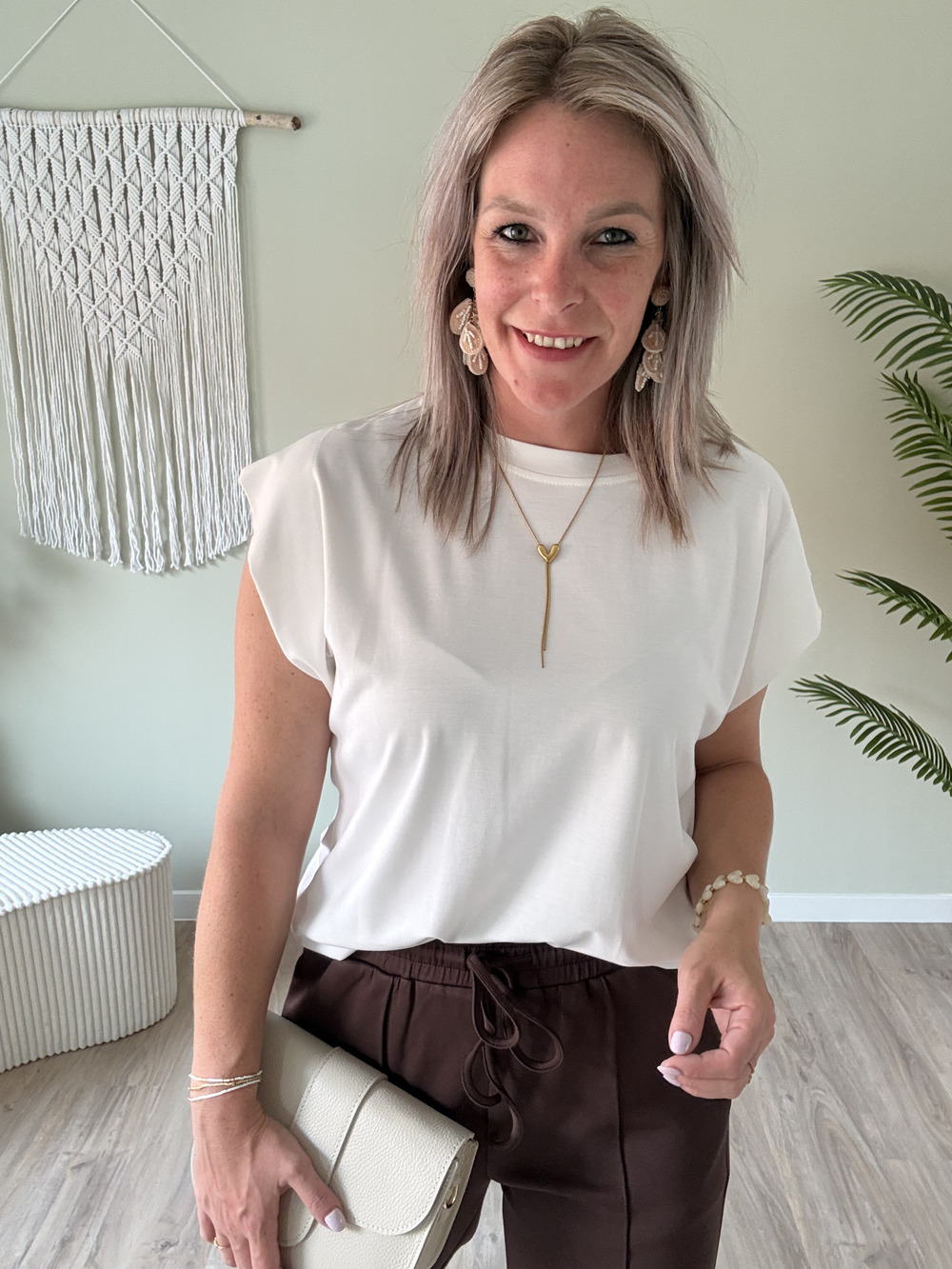 Basic shirt met elastiek wit