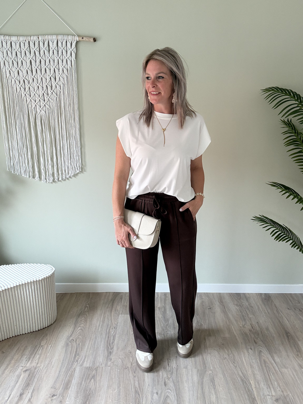 Basic shirt met elastiek wit - Afbeelding 2