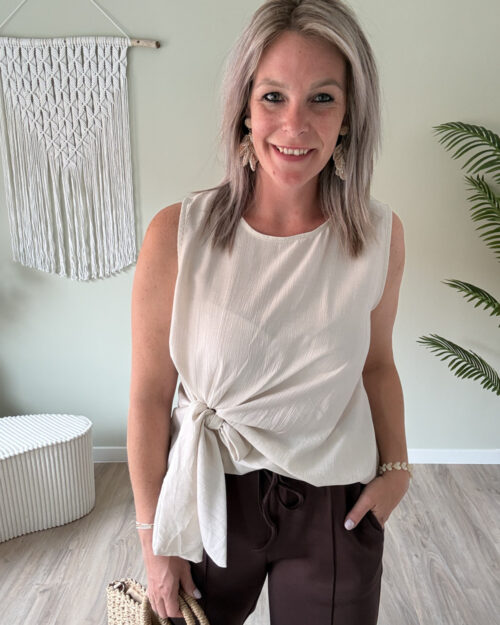 Strik top beige