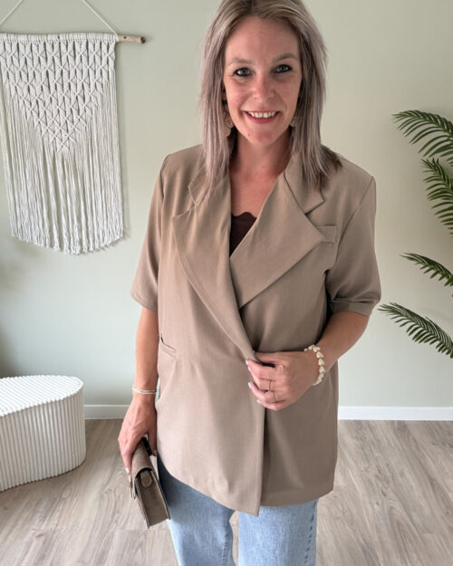 Blazer met korte mouwen beige