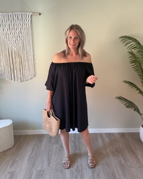 Off-shoulder dress navy