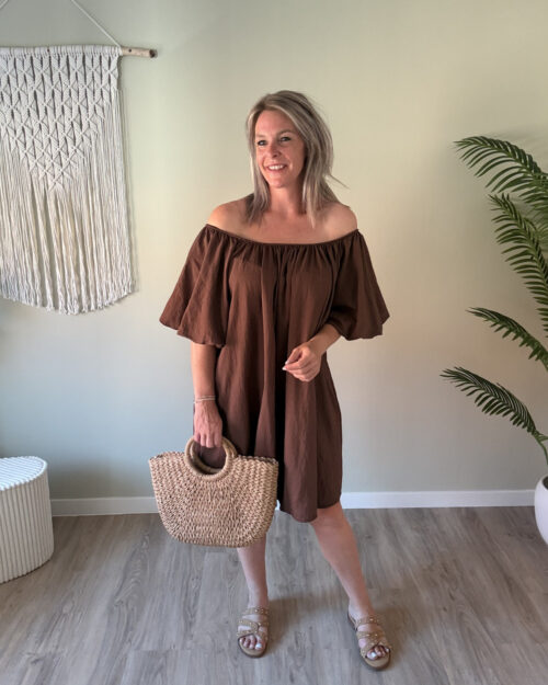 Off-shoulder dress choco