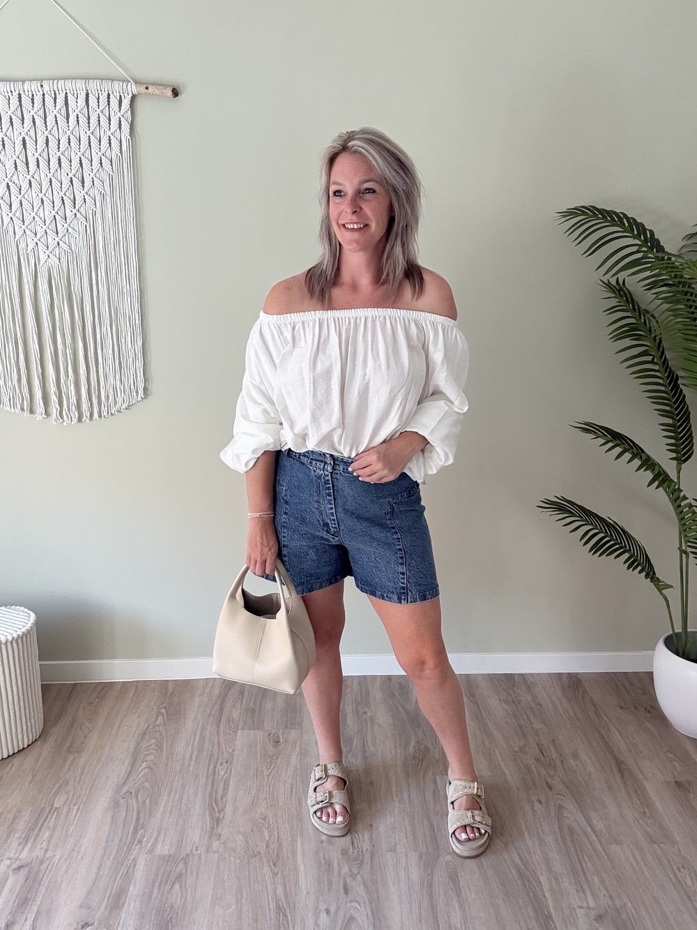 Off-shoulder blouse wit - Afbeelding 2
