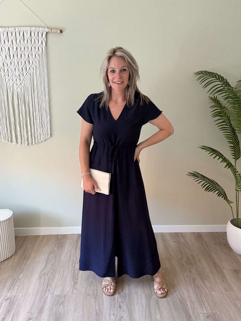 Maxi dress linnen marine