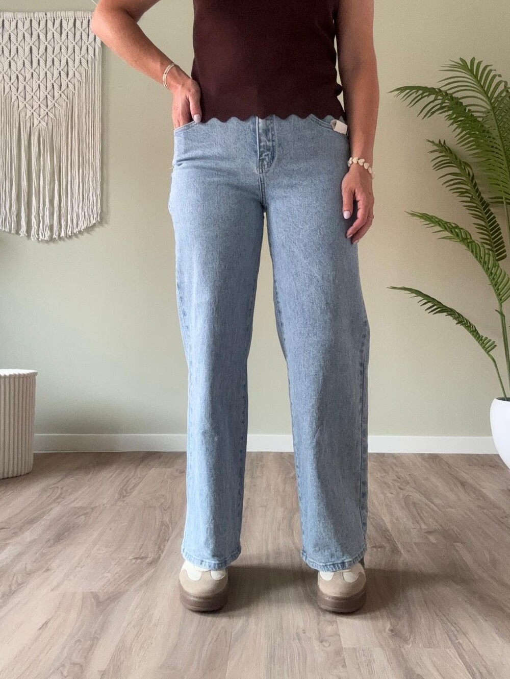 Denim wide leg jeans