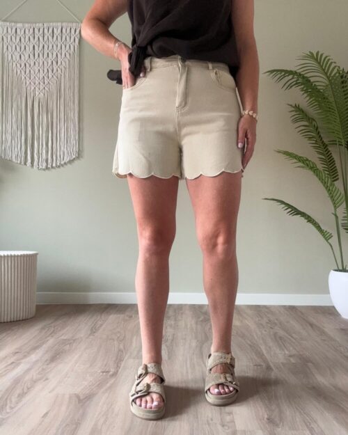 Detail jeans short beige