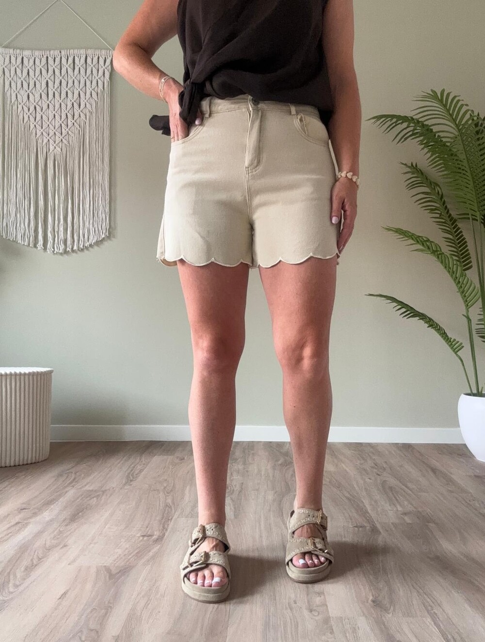 Detail jeans short beige
