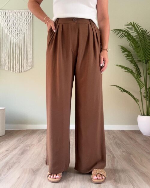 Pantalon wide leg camel