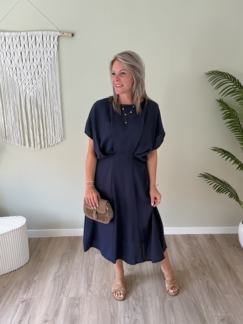 Linnenlook dress marine