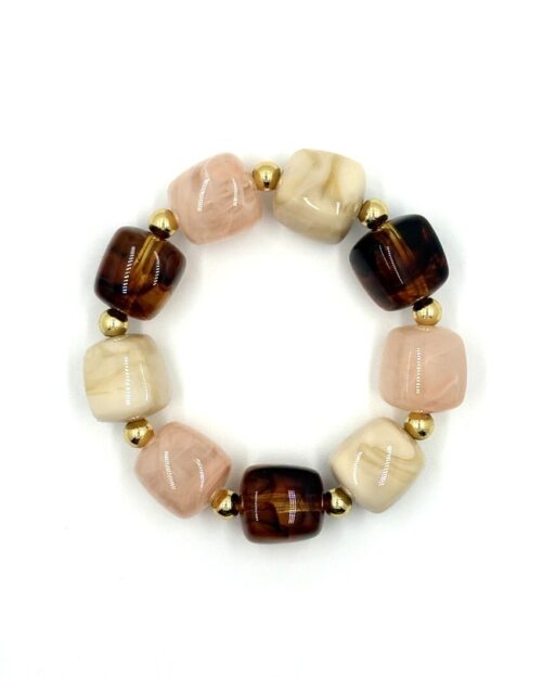 Kralenarmband bruin-roze